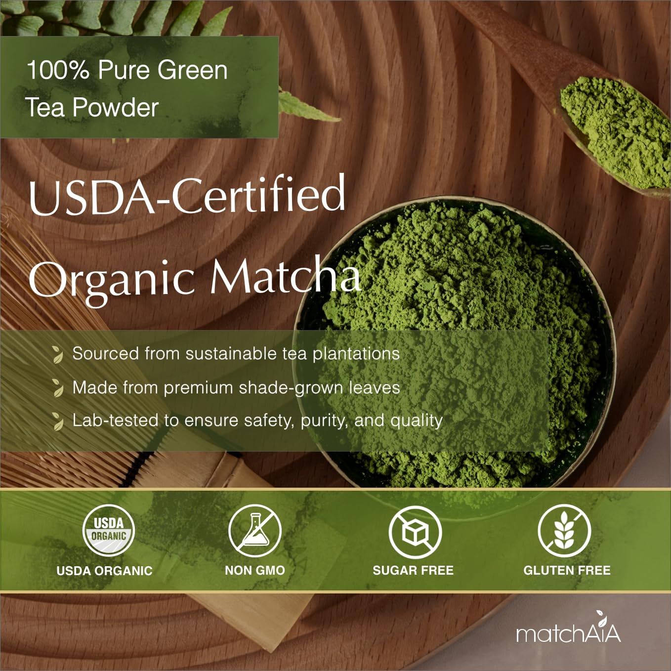 Premium Culinary Grade, 100% Pure Green Tea Powder, Perfect for Lattes, Smoothies, Desserts and Baking (60g / 2.1oz Pouch)